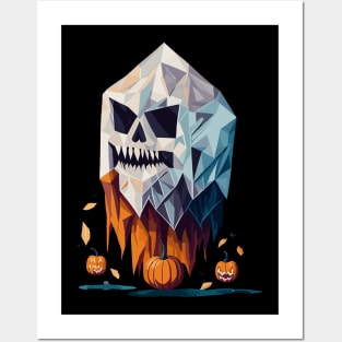 Geometric Halloween Ghost Posters and Art